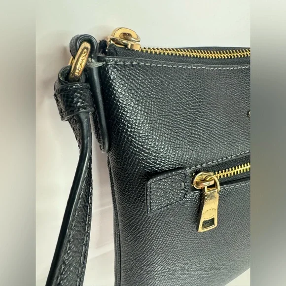 #208 Coach Mini Rowan Top Zip Black File Crossbody Bag - Picture 4 of 17